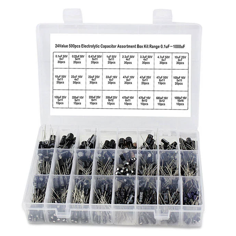 Capacitor Kit Assortment - Kit de sortimento de capacitores eletrolíticos,