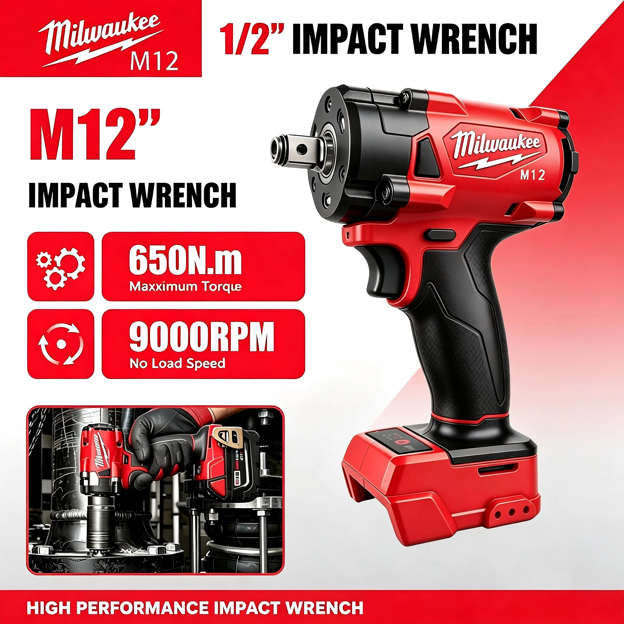 Milwaukee Drill M12 Fuel - Chave de Impacto Sem Fio Milwaukee