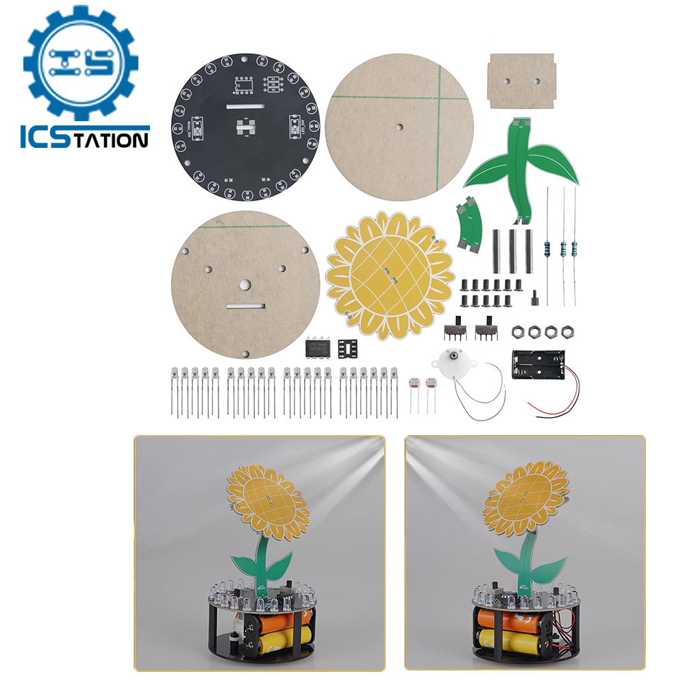 Diy Electronics Desk - Kit eletrônico de girassol rotativo, faça