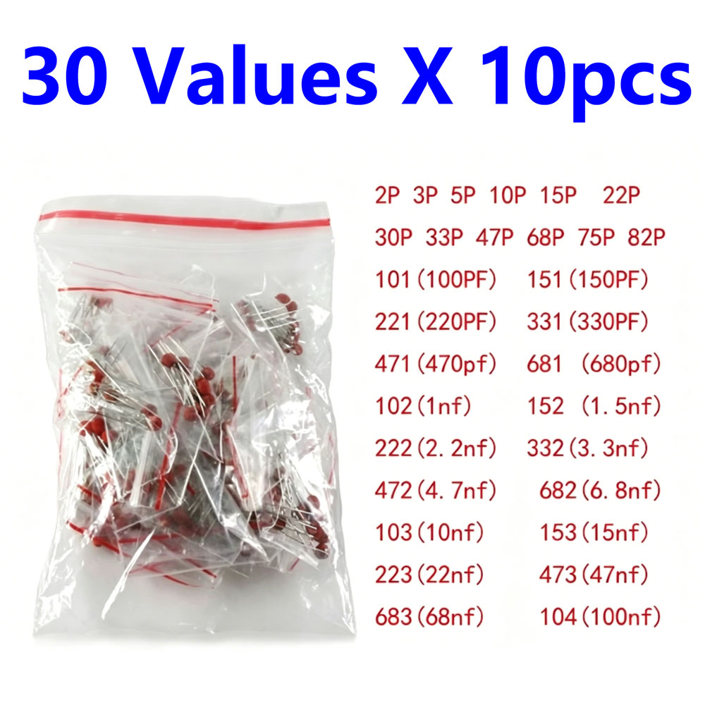 Capacitor Kit Assortment - Conjunto de 300pcs de Capacitores Cerâmicos