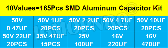 165 peças 10 valores smd capac - Capacitor Kit Assortment avaliação e preço