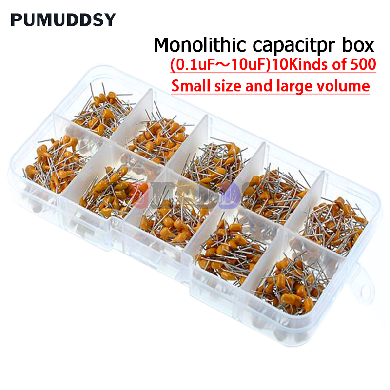 500 pçs/lote 10 valores * 50pc - Capacitor Kit Assortment avaliação e preço